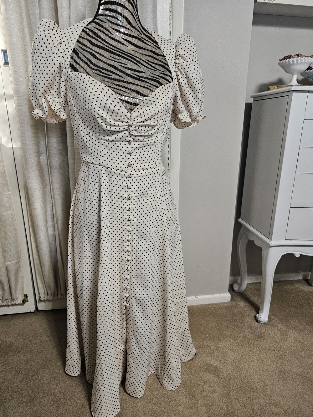 House of CB White Polka Dot Midi ELLERY Dress - Picture 9 of 12